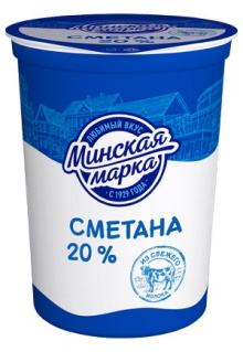 Сметана "Минская марка" 20% стакан 380гр.