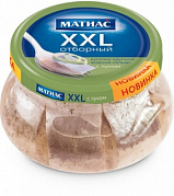 Сельдь филе-кусочками с луком "Матиас" XXL в масле 260гр.